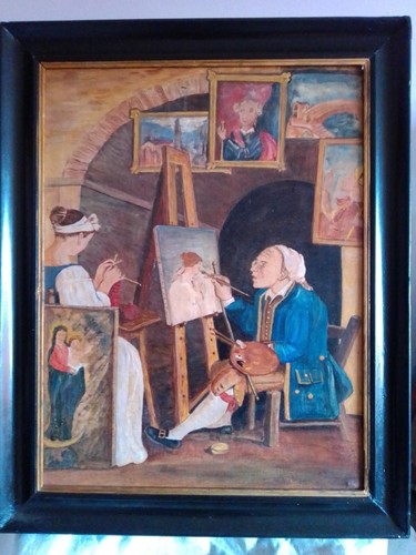 Dipinto olio tela artista - su,