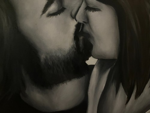 Dipinto olio tela bacio - olio,